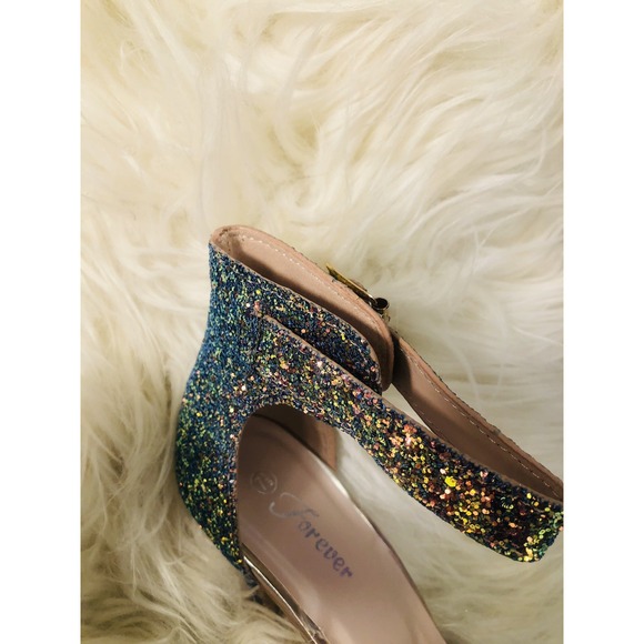 Forever Glitter Women's Ankle Strap Heels Rose Gold Green Wicked Ombre  Size 7.5 - Picture 4 of 16